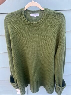 WeWoreWhat Olive Green Chunky Crewneck Sweater